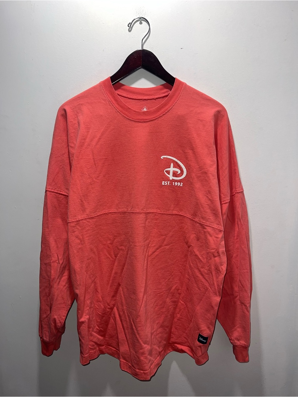 👕🌶️ Walt Disney World Spirit Jersey Puff Print Coral Long Sleeve Shirt